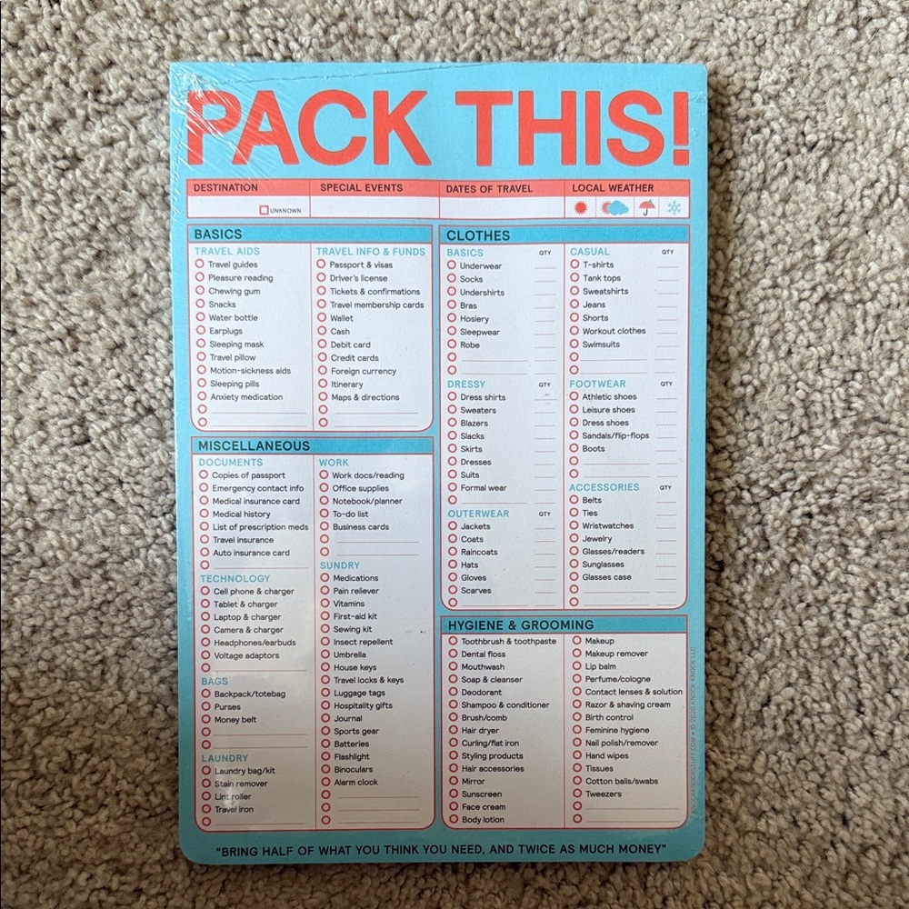 Knock knock -  Packing Checklist Notepad